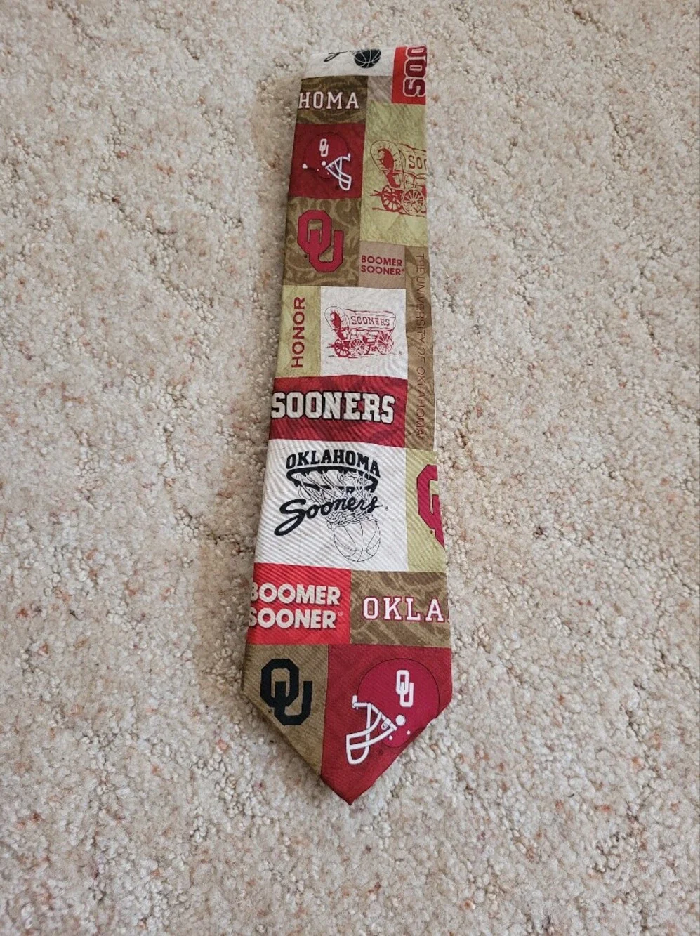 Oklahoma Sooners Patterned Men's Tie - Crimson and Gold